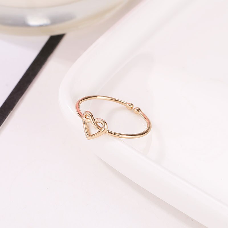 Woozu 2019 mariage coeur or Rose couleur anneaux fiançailles couleur noire anneau ouvert Bijoux de mode pour les femmes Bijoux