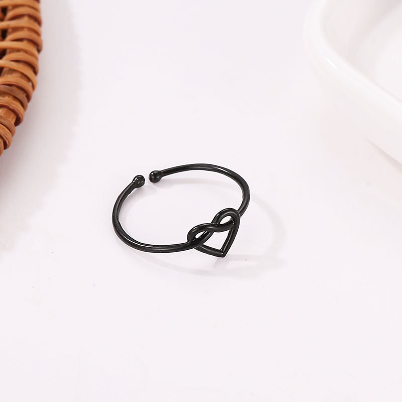 Woozu 2019 mariage coeur or Rose couleur anneaux fiançailles couleur noire anneau ouvert Bijoux de mode pour les femmes Bijoux