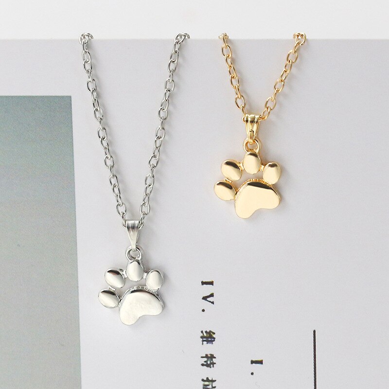 Woozu nouvelle mode mignon animaux de compagnie chiens empreintes patte chaîne pendentif colliers et pendentifs bijoux pour femmes pull collier