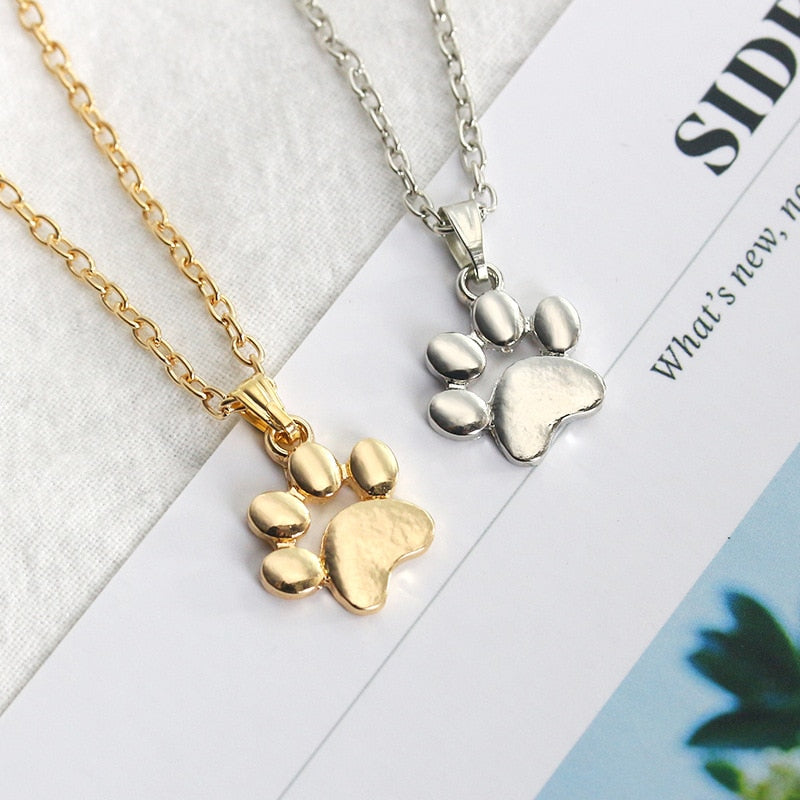 Woozu nouvelle mode mignon animaux de compagnie chiens empreintes patte chaîne pendentif colliers et pendentifs bijoux pour femmes pull collier