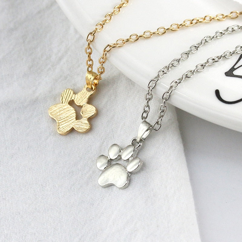 Woozu nouvelle mode mignon animaux de compagnie chiens empreintes patte chaîne pendentif colliers et pendentifs bijoux pour femmes pull collier